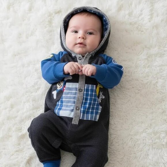 Disney Store Mickey Mouse Embroidered Hoodie Jumpsuit 3-6 Months (up to 68 cm) - Picture 1 of 12